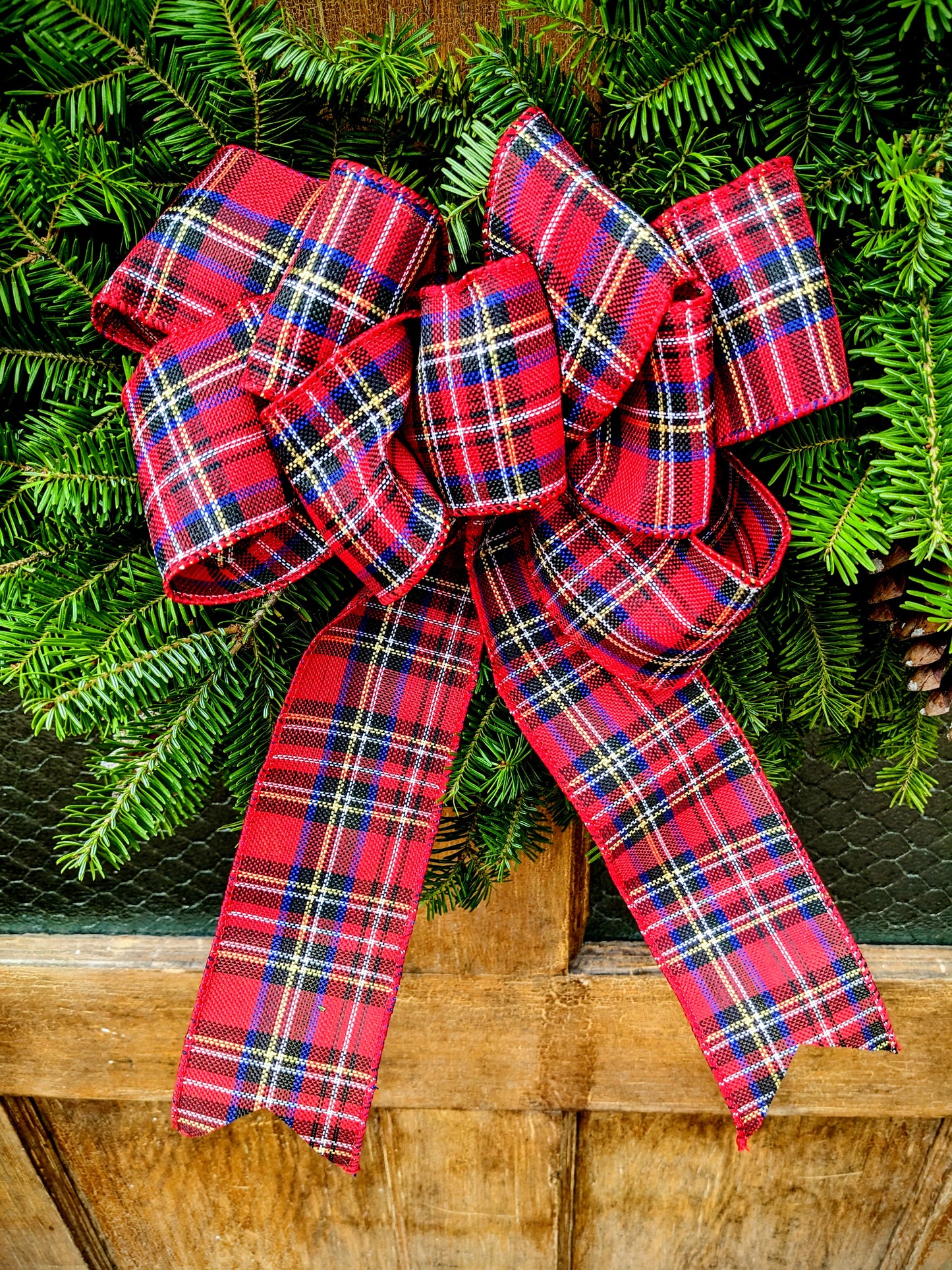 Red, Green and Yellow Plaid Bow
