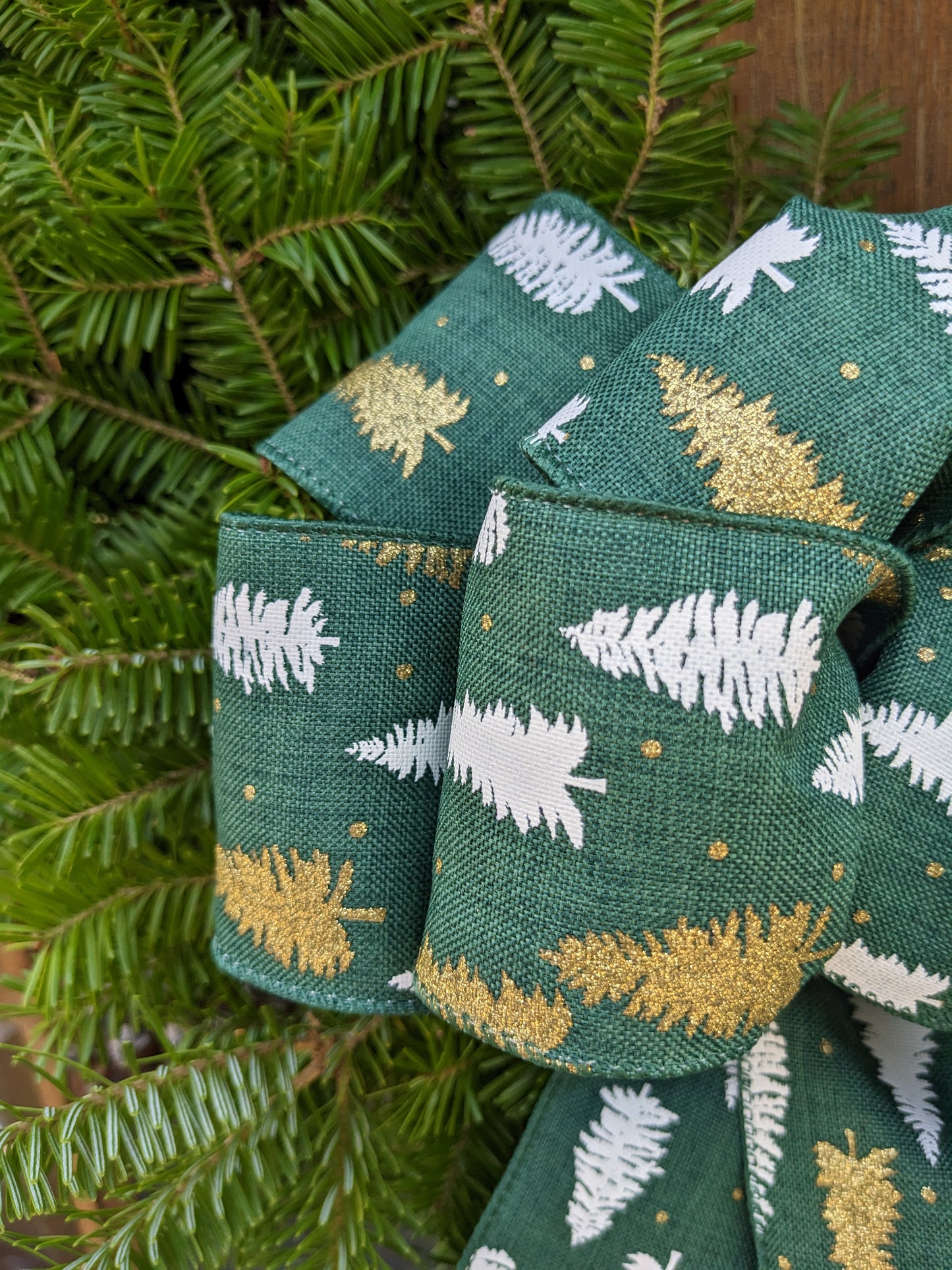 Gold and Green Tree Bow