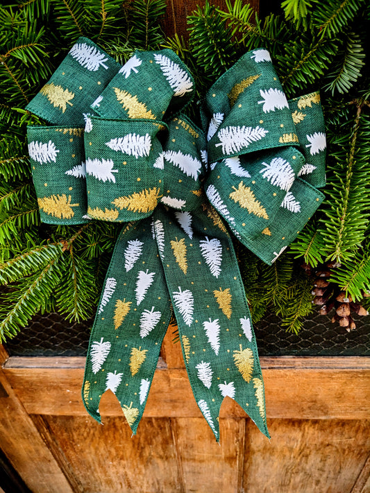 Gold and Green Tree Bow