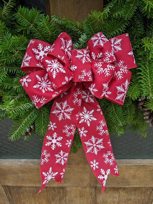 Red and White Snowflake Bow