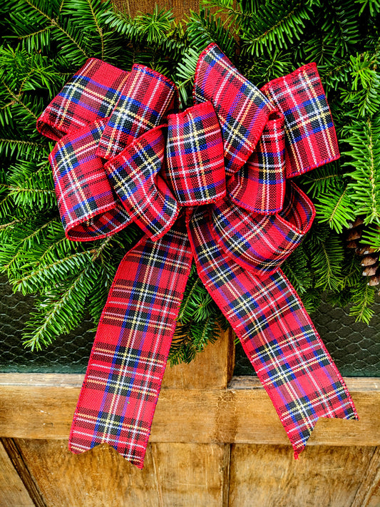 Red, Green and Yellow Plaid Bow
